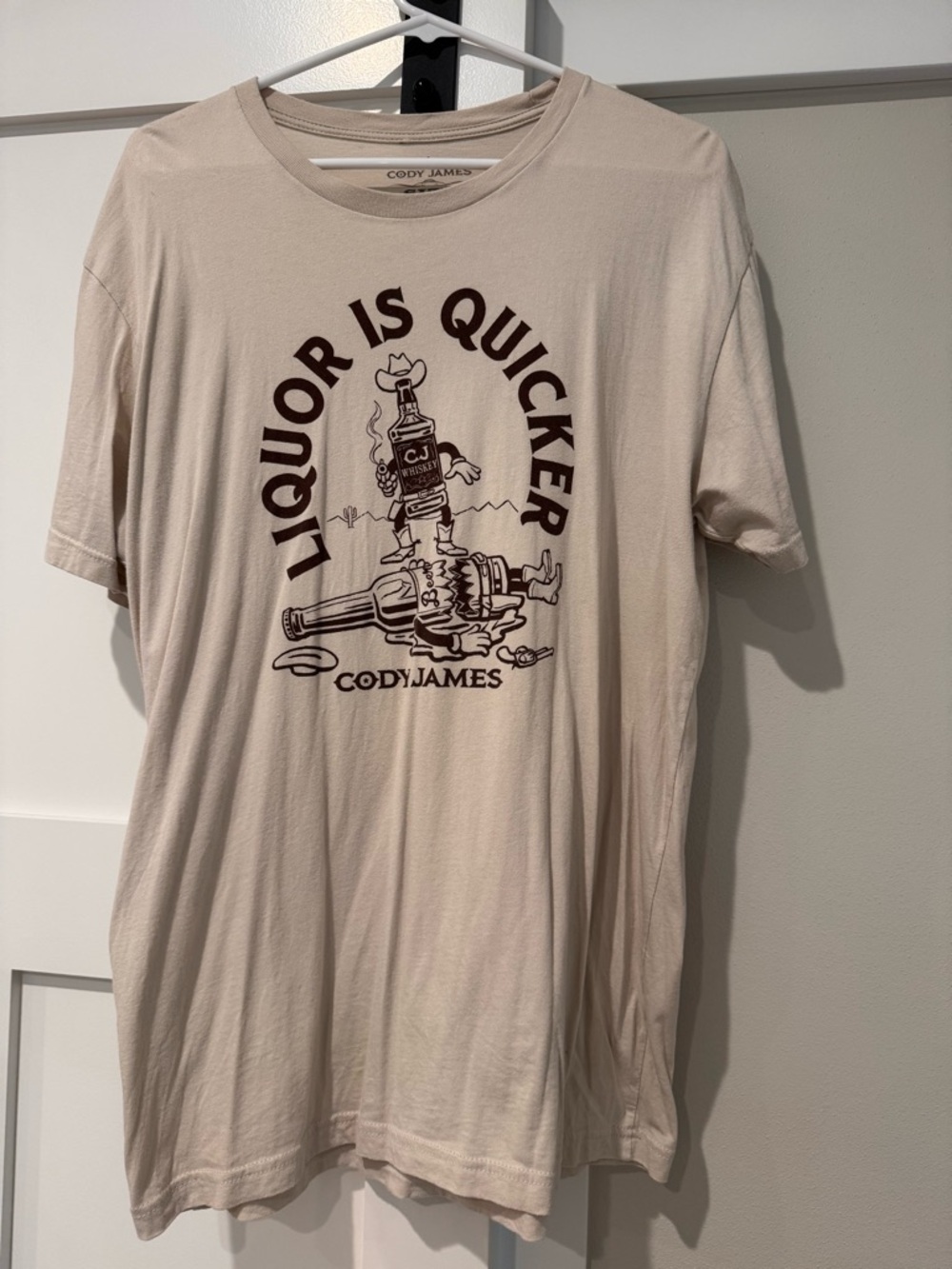 Cody James Beige 'Liquor Is Quicker' Graphic Short-Sleeve Tee